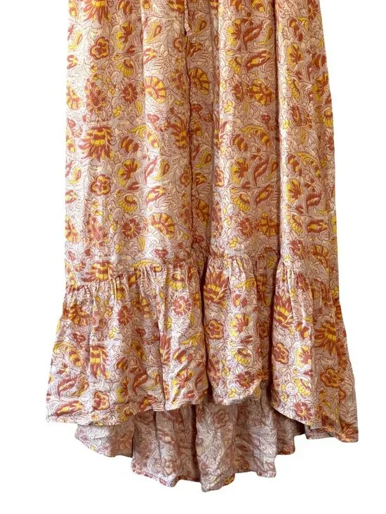 Lucky Brand Floral Flutter Sleeve High Low Maxi Dress Size Large - Picture 3 of 14
